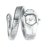 Hot Fashion Stainless Steel Bangle Snake Shape Zircon Diamond Ladies Watches - Quartz Silver Colour Wristwatches