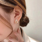 2021 New Design Shell Zircon Arc Metal Stud Earrings For Woman Korean Fashion Jewelry Party Student Girls Elegant Accessories - The Jewellery Supermarket