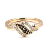 Alluring Vintage Style 14K Filled Rose Gold Black and White AAA Zircon Crystals Ring - Wedding Fashion Jewellery