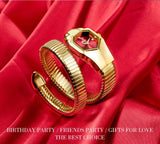 Unique Snake Shape Luxury  Bling Gold Quartz  Wrist Watch For Women - Ladies MISSFOX Women's Watch
