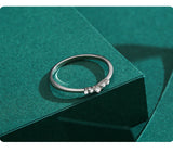 Delicate, Curved Silhouette AAAA Lab Created Diamond Charm Silver Stackable Ring
