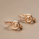 14K Gold Filled AAA Zircon Diamonds Spiral Conch Dangle Earrings