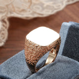 14 Karat Gold Filled Fashion Glossy Simple Square Punk Signet Rings for Men Women