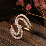 New Arrival Filled 14K Rose Gold Geometric Wave AAA Zircon Diamonds Rings for Women - Wedding Fashion Jewellery