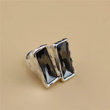 New Top Quality Heavy Metal Big Square Crystal Fashion Finger Ring - Engagement Wedding Jewellery - The Jewellery Supermarket