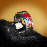 925 Sterling Silver Colourful Enamel Charming Flower AAA Cubic Zircon Ring
