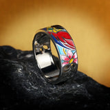 925 Sterling Silver Colourful Enamel Charming Flower AAA Cubic Zircon Ring