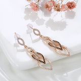 14K Gold Filled Black Zircon Vintage Splicing Long Drop Dark Series Elegant Earrings