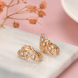 14K Rolled Gold Butterfly AAA Zircon Diamonds Symmetrical Wing Glossy Hollow Earrings