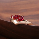 Luxury Red AAA Zircon Crystals 14K Gold Filled Ring Ethnic Vintage Jewellery