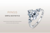Luxury 5 carat Pear Cut AAAA Lab Created Diamond 925 Silver Engagement Ring