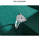 Luxury 3CT Sparkling Water Drop Shape AAAA Lab Created Diamond Silver Rings