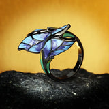 Elegant Unique Shape Blue Butterfly Handmade Enamel Party Ring