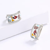 Creative Bird Shape AAA Zircon Diamonds Handmade Enamel Magpie Earrings