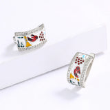 Creative Bird Shape AAA Zircon Diamonds Handmade Enamel Magpie Earrings