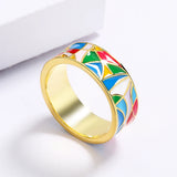 Exquisite 18K Gold Colour Irregular Epoxy Handmade Enamel Women's Ring