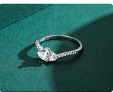 Fashion Love Heart Sterling Silver Line Clear AAAA Lab Created Diamonds Ring