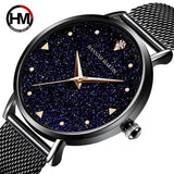 New Arrival Elegant Fashion Lady's Watch Luxury Rhinestone Starry Sky Dial Waterproof Stainless Steel Strap Watches