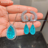 Luxury Paraiba Tourmaline Blue Stone and Aquamarine Diamond Angels Wings Design Fashion Jewelry Set - The Jewellery Supermarket