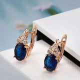 14K Gold Filled New Oval Gems White Deep Blue AAA Zircon Crystal Stacked Round Earrings