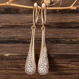 New Arrival Fashion Rolled 14K Rose Gold AAA Zircon Crystals Long Tassel Dangle Earrings - Unusual Fine Jewellery