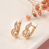 14K Gold Filled AAA Zircon Diamonds Spiral Conch Dangle Earrings