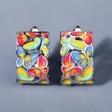 Fashion Niche Colours Butterfly Hanmade Enamel flower Silver Stud Earrings