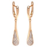 Shining Drop Type 14K Rolled Rose Gold AAA Zircon Diamonds Tassel Dangle Earrings For Women - Fashion Jewellery