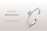 Classic Luxury Sterling Silver Sparkling Solitaire AAAA Lab Created Diamond Ring
