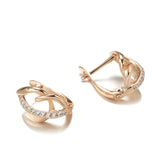14K Rolled Gold Vintage Elegant Fashion AAA Zircon Diamonds Hollow & Glossy Clip Earrings
