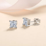 Real 0.6-1.0 Carat D Colour Moissanite Sterling Silver Sparkling Diamond Earrings