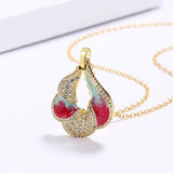 Colourful Handmade Enamel Epoxy White AAA Zircon Diamonds Pendant Necklace
