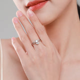 Luxury Pear Cut Sparkling AAAA Lab Created Diamond Two piece Silver Set Ring