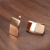 Hot Fashion Glossy Simple Square 14K Rolled Rose Gold Dangle Earrings - High Quality Daily Fine Jewellery