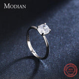 Silver Classic Sparkling Square AAAA Simulated Diamond Ring For Women - Wedding Engagement Fine Jewellery - The Jewellery Supermarket