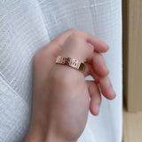 14 Karat Gold Filled New Trend AAA Zircon Diamonds Ethnic Glossy Hollow Flower Rings