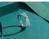 Elegant Silver Classic Dazzling Staggered Line AAAA Lab Created Diamond Ring