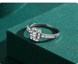Luxury 925 Sterling Silver AAAA Lab Created Diamonds Rectangle Ring Fine Jewellery