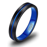 New Arrival Thin Groove Two Tone Blue and Rose Gold Colour Wedding Engagement Tungsten Rings for Men Women - The Jewellery Supermarket