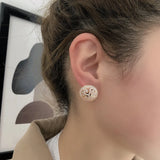 14K Gold Filled Luxury Full Bling AAA Zircon Diamonds Round Smooth Fashion Clip Earrings
