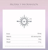 Amazing Sun Flower Sparkling AAAA Lab Created Diamonds 925 Sterling Silver Ring