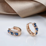 14K Gold Filled New Drop AAA Blue Red Zircon Diamonds Hoop Hollow Prong Setting Earrings