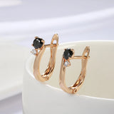 14K Gold Filled Minimalist AAA Black Zircon Inlay Diamond Dainty Pierced Golden Earrings