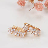 14K Rolled Gold Shiny Claw AAA Zircon Diamonds Golden Hoops Luxury Earrings Fine Jewellery