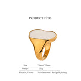 18K Gold Plated Stainless Steel Irregular Natural Shell Vintage Temperament Ring