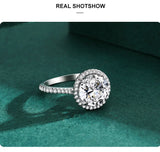 Exquisite Round Cut Dazzling AAAA Lab Created Diamond Solitaire Silver Ring