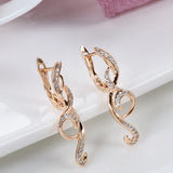 14K Gold Filled New Long AAA Zircon Diamonds Clip  Flower Slim Drop Elegant Earrings
