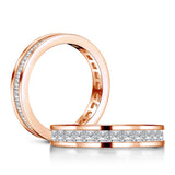 New Silver Full Eternity Princess Cut Simulated Diamond Engagement Wedding Ring
