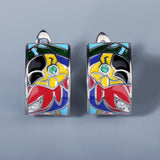 Charming Handmade Enamel Parrot AAA Zircon Diamonds Colourful Bohemia Earrings