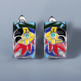 Charming Handmade Enamel Parrot AAA Zircon Diamonds Colourful Bohemia Earrings